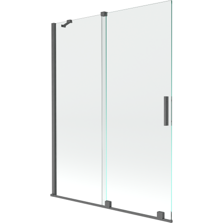 Mexen Velar 2 varčių slankiojama dušo pertvara 130 x 150 cm, skaidri, šepečiuota gun gray - 896-130-000-01-66