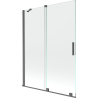 Mexen Velar 2 judamųjų dalių vonios sienelė Stumdomas 130 x 150 cm, Skaidrus, gun gray šlifuotas - 896-130-000-01-66