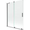 Mexen Velar 2 varčių slankiojama dušo pertvara 130 x 150 cm, skaidri, šepečiuota gun gray - 896-130-000-01-66
