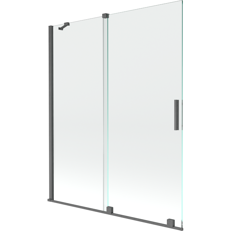 Mexen Velar dviejų dalių slankiojama vonios pertvara 140 x 150 cm, permatoma, šepetėliu šlifuota pilka - 896-140-000-01-66