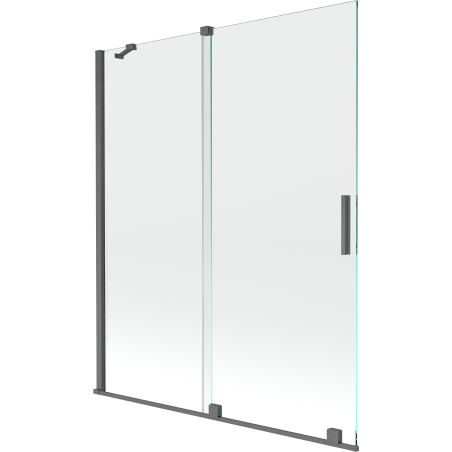 Mexen Velar 2 judamųjų dalių vonios sienelė Stumdomas 140 x 150 cm, Skaidrus, gun gray šlifuotas - 896-140-000-01-66