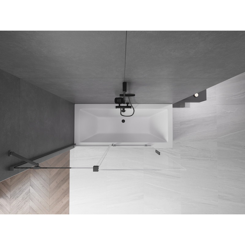 Mexen Velar dviejų dalių stumdomas vonios ekranas 140 x 150 cm, skaidrus, šlifuotas pilkas - 896-140-000-01-66