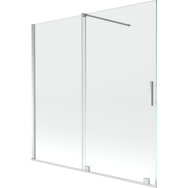 Mexen Velar dviejų varčių stumdomas dušo skydas 160 x 150 cm, skaidrus, chromas - 896-160-000-01-01