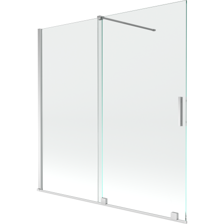 Mexen Velar 2-dalių slankiojančios vonios pertvara 160 x 150 cm, skaidri, chromuota - 896-160-000-01-01