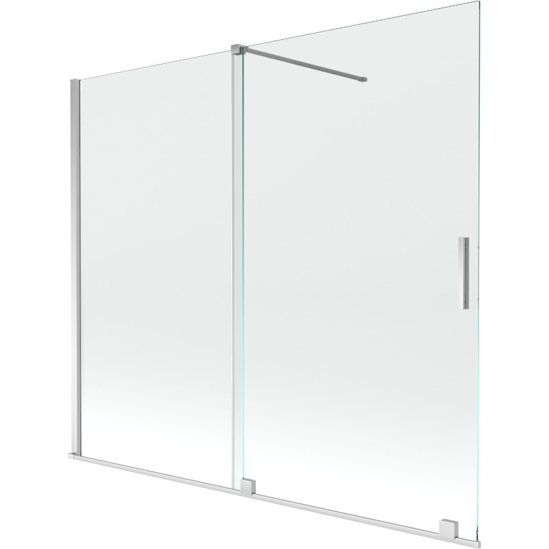 Mexen Velar Dviejų dalių stumdomas vonios ekranas 180 x 150 cm, skaidrus, chromas - 896-180-000-01-01