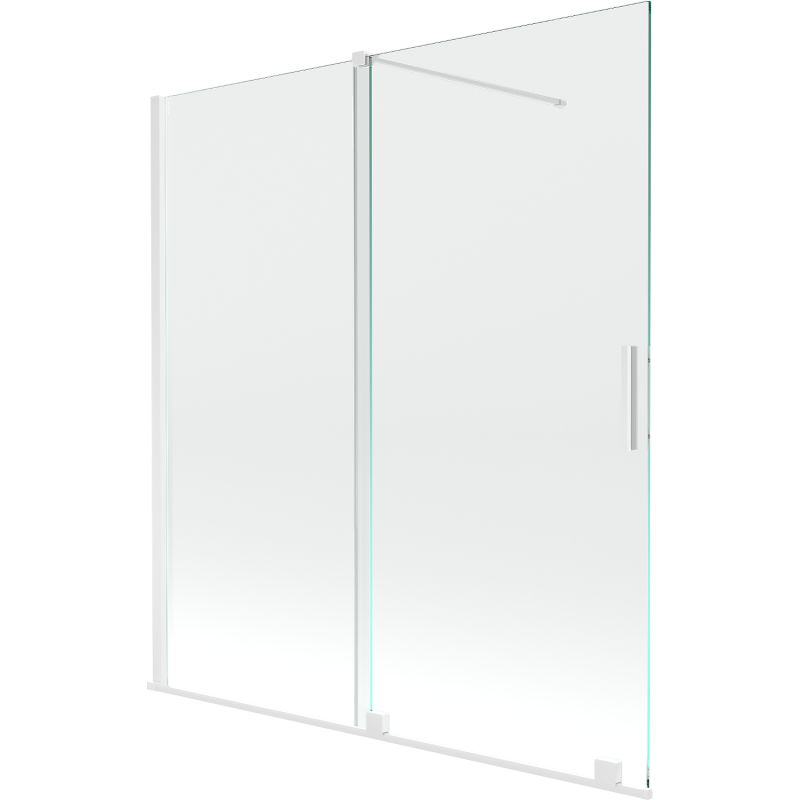 Mexen Velar dviejų dalių stumdomas dušo stovas 150 x 150 cm, permatomas, baltas - 896-150-000-01-20
