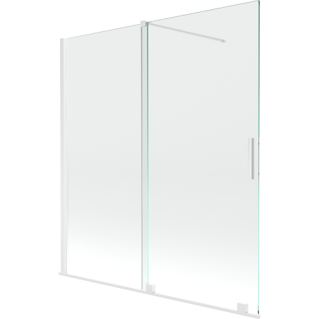 Mexen Velar 2-dalių nustumiamas vonios pertvaras 150 x 150 cm, skaidrus, baltas - 896-150-000-01-20