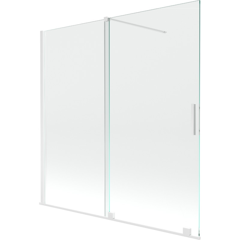Mexen Velar dviejų durų vonios pertvara, stumdoma 160 x 150 cm, skaidrus, baltas - 896-160-000-01-20