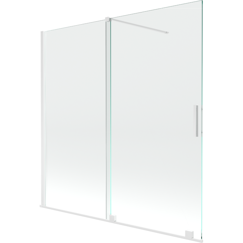 Mexen Velar vonios kambario pertvara, 2 dalių, stumdoma 160 x 150 cm, permatoma, balta - 896-160-000-01-20