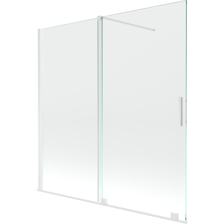 Mexen Velar vonios kambario pertvara, 2 dalių, stumdoma 160 x 150 cm, permatoma, balta - 896-160-000-01-20