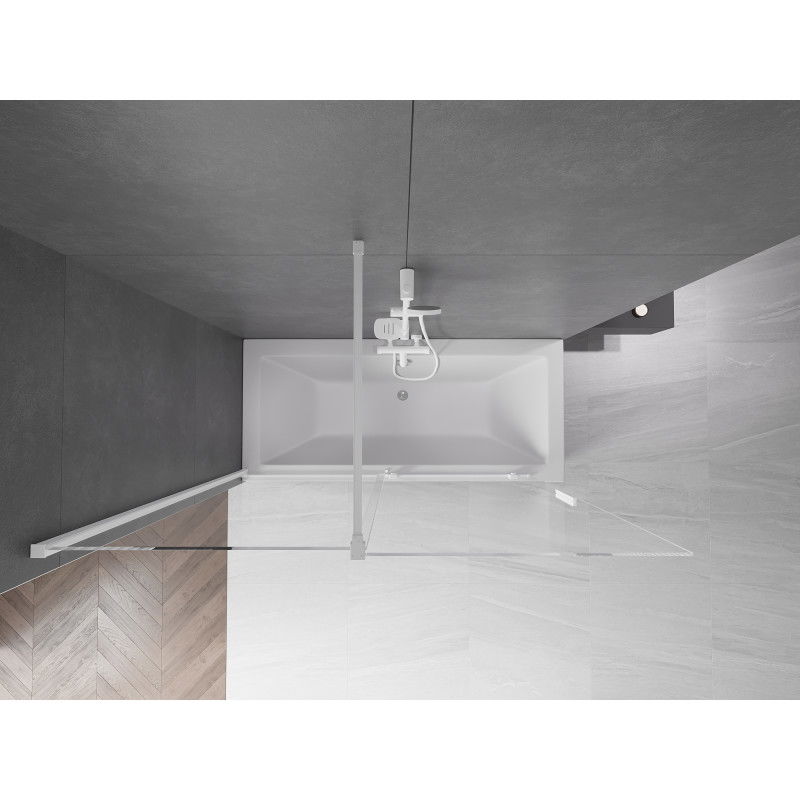 Mexen Velar vonios kambario pertvara, 2 dalių, stumdoma 160 x 150 cm, permatoma, balta - 896-160-000-01-20