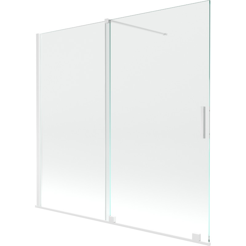 Mexen Velar dviejų dalių stumdomas vonios ekranas 170 x 150 cm, skaidrus, baltas - 896-170-000-01-20