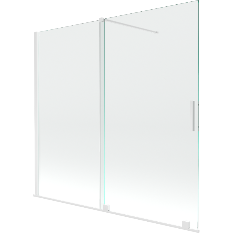 Mexen Velar vonios kambario pertvara 2-jų dalių stumdomas 170 x 150 cm, skaidrus, baltas - 896-170-000-01-20