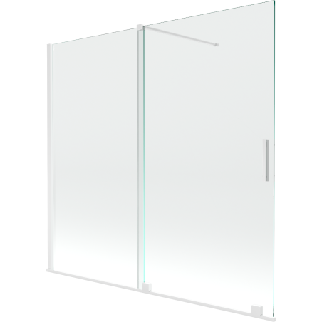 Mexen Velar vonios kambario pertvara 2-jų dalių stumdomas 170 x 150 cm, skaidrus, baltas - 896-170-000-01-20