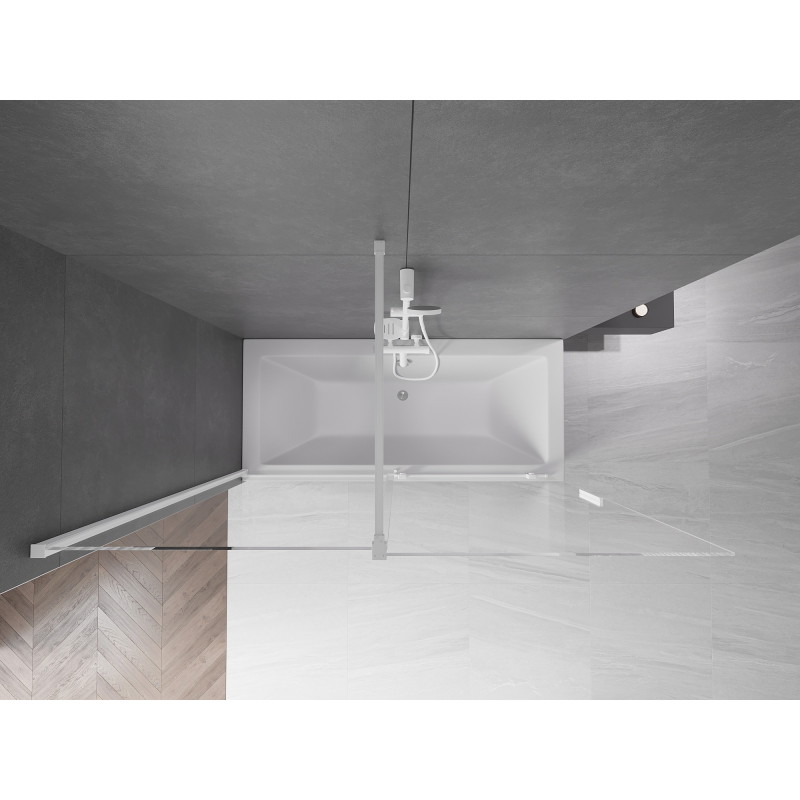 Mexen Velar dviejų dalių stumdomas vonios ekranas 170 x 150 cm, permatomas, baltas - 896-170-000-01-20