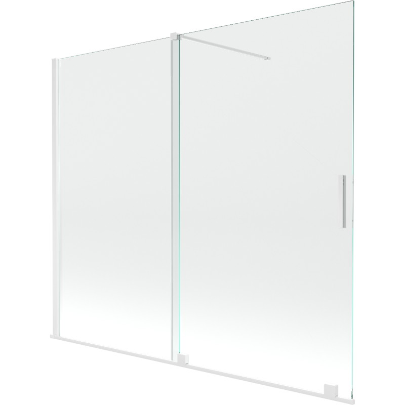 Mexen Velar 2-dalių stumdomas vonios ekranas 180 x 150 cm, skaidrus, baltas - 896-180-000-01-20