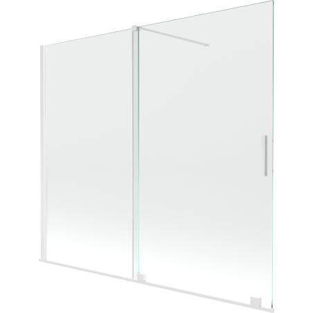 Mexen Velar 2-dalių stumdomas vonios ekranas 180 x 150 cm, skaidrus, baltas - 896-180-000-01-20