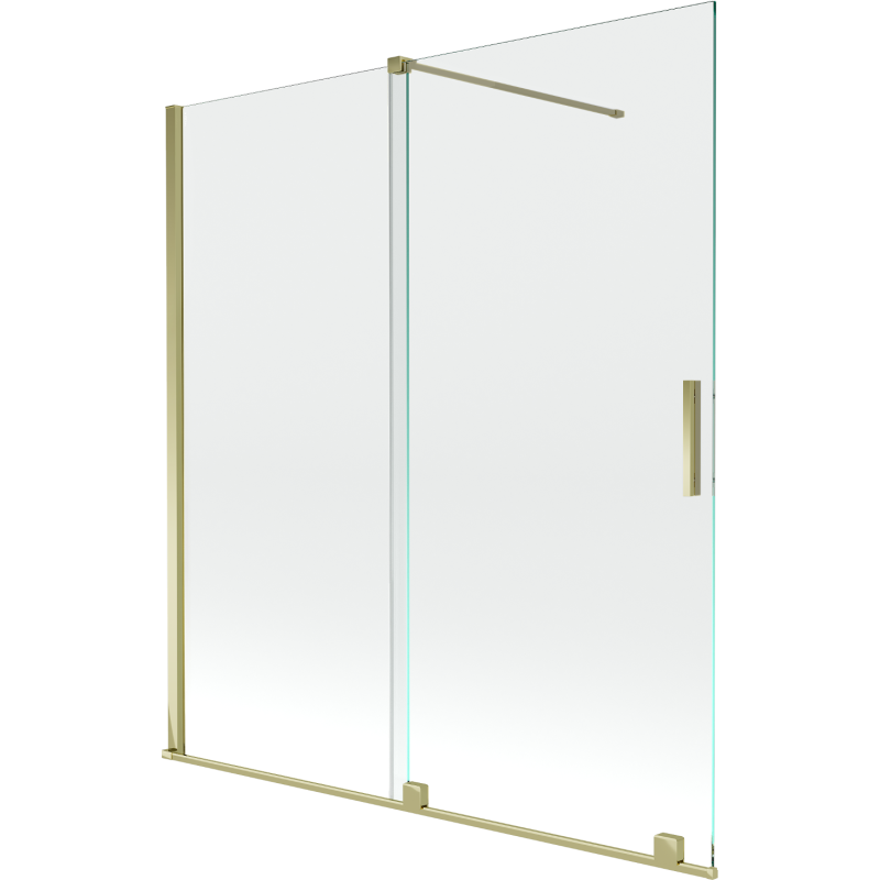 Mexen Velar 2 judamųjų dalių vonios sienelė Stumdomas 150 x 150 cm, Skaidrus, Auksinė - 896-150-000-01-50