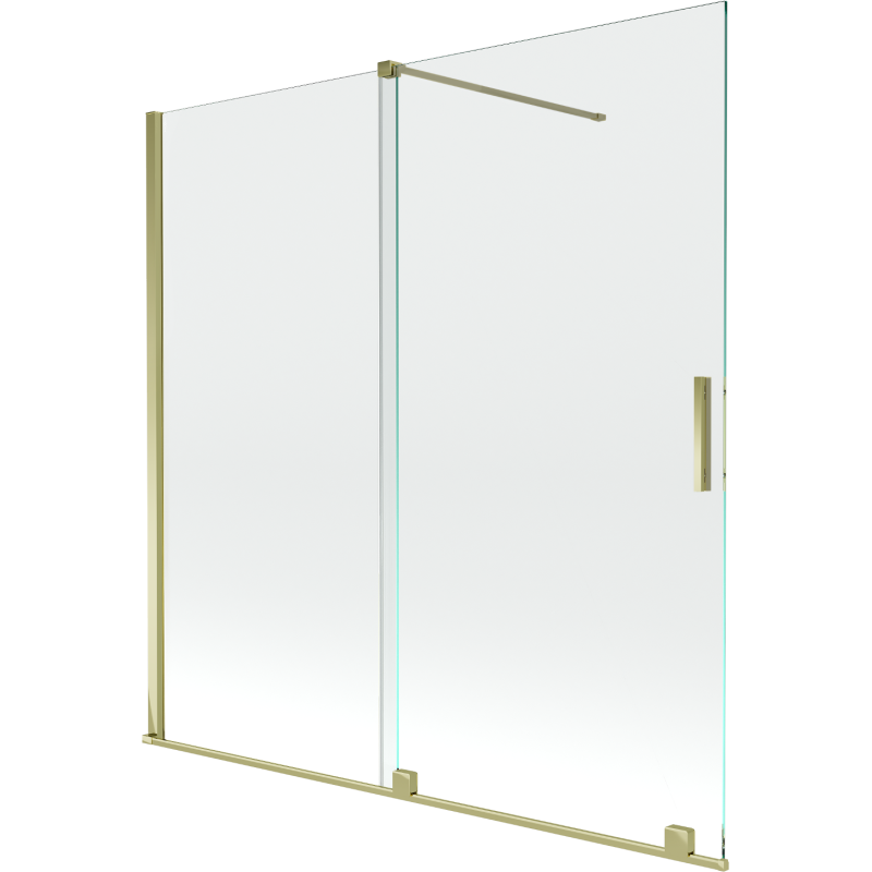 Mexen Velar dvigubas stumdomas vonios ekranas 160 x 150 cm, permatomas, auksinis - 896-160-000-01-50