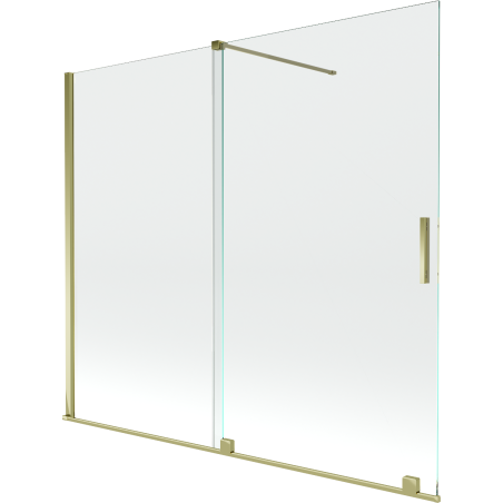 Mexen Velar dviejų dalių slankiojanti vonios pertvara 180 x 150 cm, permatoma, auksinė - 896-180-000-01-50