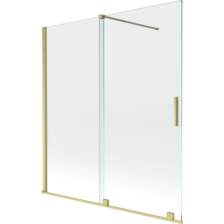 Mexen Velar 2 judamųjų dalių vonios sienelė Stumdomas 150 x 150 cm, Skaidrus, šlifuotas auksas - 896-150-000-01-55