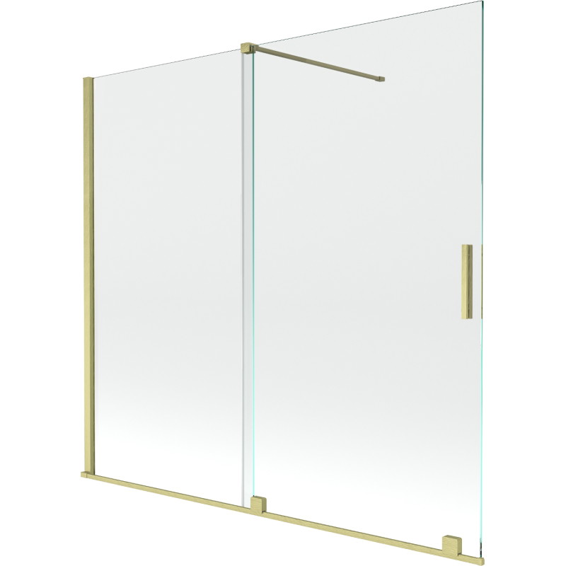 Mexen Velar dviejų dalių slankiojantis vonios uždanga 160 x 150 cm, skaidri, auksinė šlifuota - 896-160-000-01-55