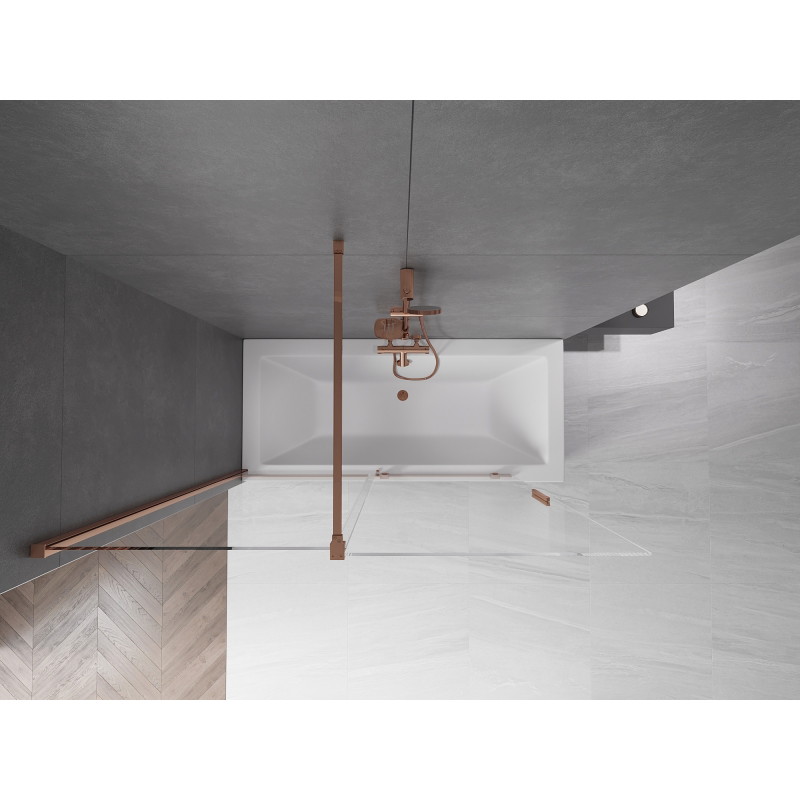 Mexen Velar 2-dalių stumdomas vonios ekranas 150 x 150 cm, permatomas, rožinis auksas - 896-150-000-01-60