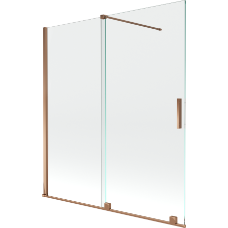 Mexen Velar dviejų dalių vonios ekranas, stumdomas 150 x 150 cm, skaidrus, rožinis auksas - 896-150-000-01-60