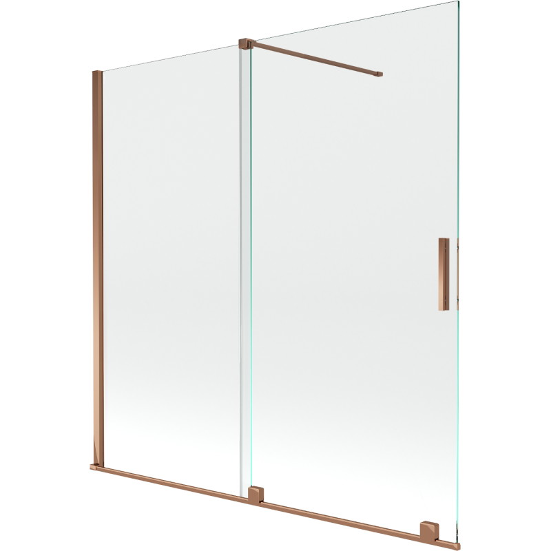 Mexen Velar 2 dalių stumdomas vonios ekranas 160 x 150 cm, skaidrus, rožinis auksas - 896-160-000-01-60