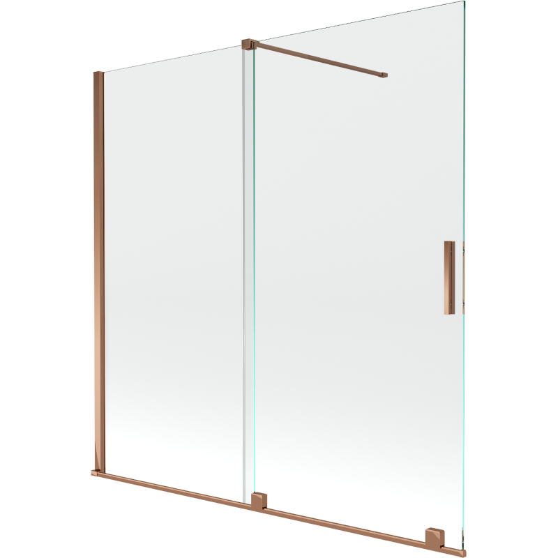 Mexen Velar 2 judamųjų dalių vonios sienelė Stumdomas 160 x 150 cm, Skaidrus, Rožinio aukso - 896-160-000-01-60