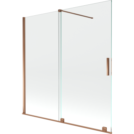 Mexen Velar 2 dalių stumdomas vonios ekranas 160 x 150 cm, skaidrus, rožinis auksas - 896-160-000-01-60