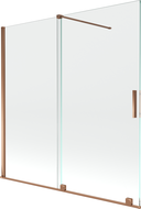 Mexen Velar dviejų dalių slankioji vonios siena 160 x 150 cm, skaidri, rausvas auksas - 896-160-000-01-60