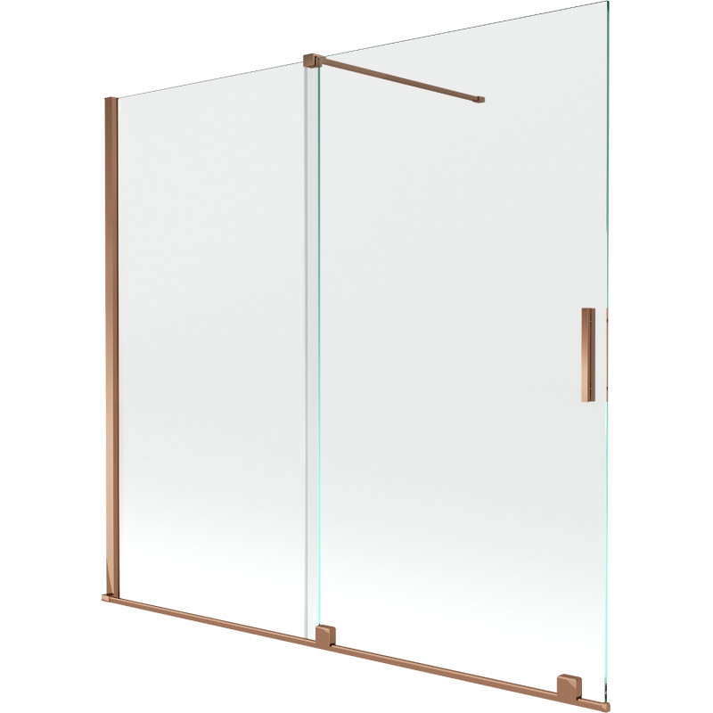 Mexen Velar dviejų dalių stumdomas vonios ekranas 170 x 150 cm, skaidrus, rožinis auksas - 896-170-000-01-60