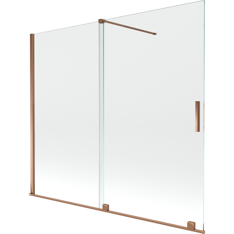 Mexen Velar 2-jų dalių, stumdomas vonios ekranas 180 x 150 cm, skaidrus, rožinis auksas - 896-180-000-01-60