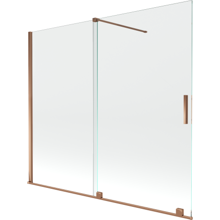 Mexen Velar dviejų dalių stumdomas vonios sienelė 180 x 150 cm, permatomas, rožinis auksas - 896-180-000-01-60