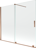 Mexen Velar dviejų dalių stumdomas vonios sienelė 180 x 150 cm, permatomas, rožinis auksas - 896-180-000-01-60