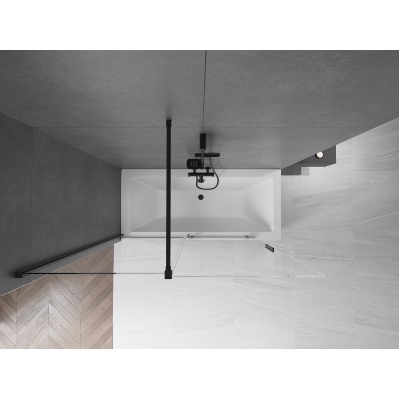 Mexen Velar dviaukštės, skaidrios, juodos spalvos 150 x 150 cm dušo užuolaidos - 896-150-000-01-70