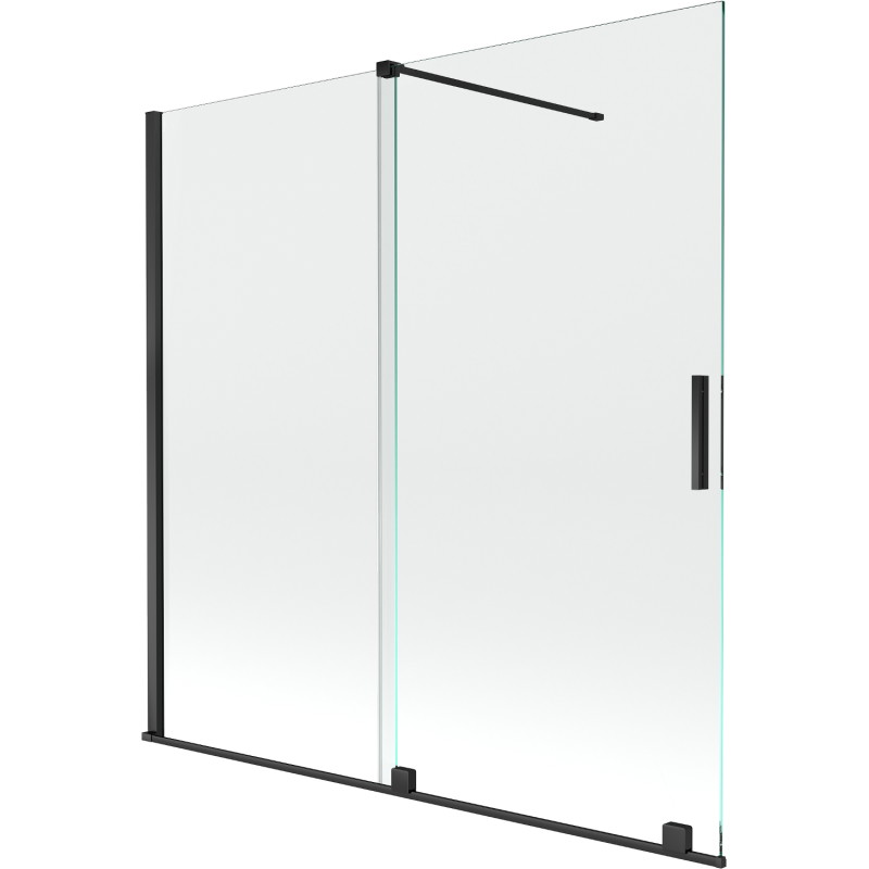 Mexen Velar stumdomas dviejų dalių vonios ekranas 160 x 150 cm, skaidrus, juodas - 896-160-000-01-70