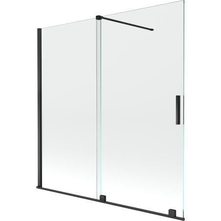 Mexen Velar 2-dalių slankiojančios vonios pertvara 160 x 150 cm, permatoma, juoda - 896-160-000-01-70