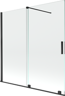 Mexen Velar 2-dalių slankiojančios vonios pertvara 160 x 150 cm, permatoma, juoda - 896-160-000-01-70