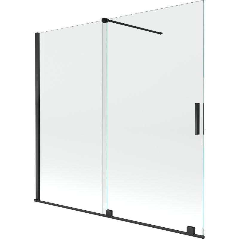 Mexen Velar dviejų dalių slankiojančios dušo durys 170 x 150 cm, permatomos, juodos - 896-170-000-01-70