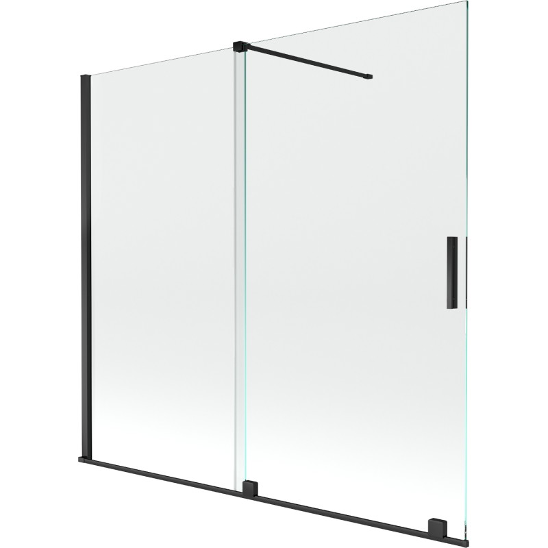 Mexen Velar dviejų dalių stumdomas vonios ekranas 170 x 150 cm, skaidrus, juodas - 896-170-000-01-70