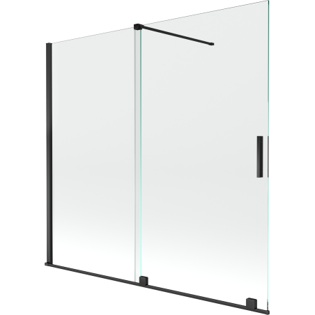 Mexen Velar dviejų dalių slankiojančios dušo durys 170 x 150 cm, permatomos, juodos - 896-170-000-01-70