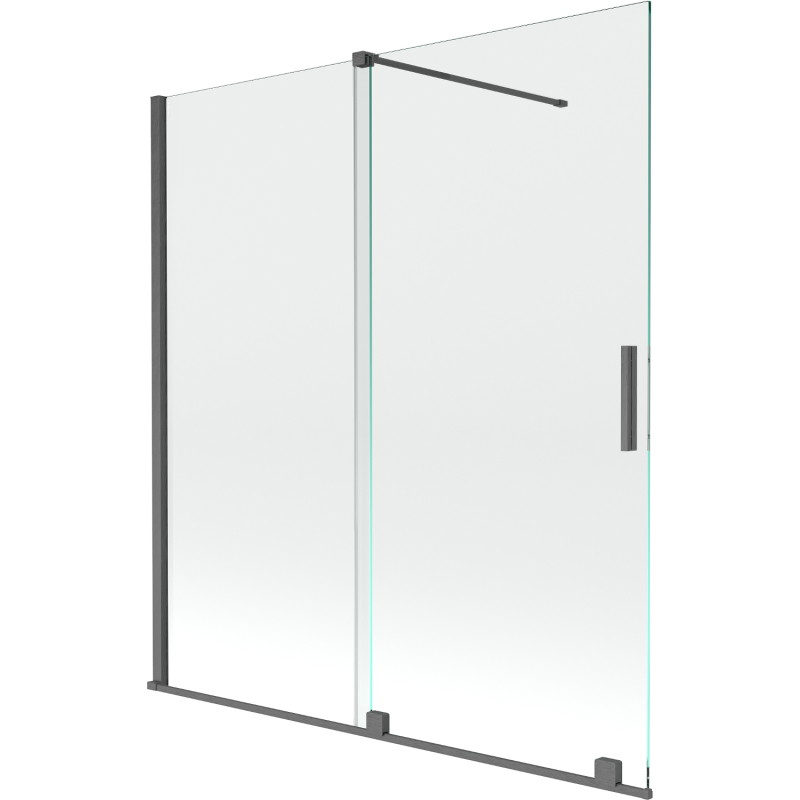 Mexen Velar slankiojama vonios pertvara, 2 sparnų, 150 x 150 cm, skaidri, šepetėliu nušlifuotas ginklų pilkas
