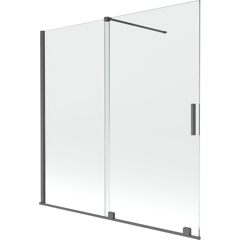 Mexen Velar vonios ekranas 2-sparninis slankusis 160 x 150 cm, permatomas, šautinės pilkos spalvos šlifuotas