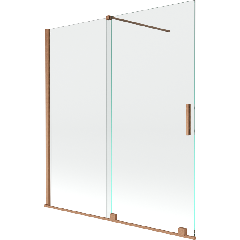 Mexen Velar dviejų durų dušo ekranas, 150 x 150 cm, skaidrus, šlifuotas varis - 896-150-000-01-65