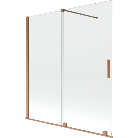 Mexen Velar 2 judamųjų dalių vonios sienelė Stumdomas 150 x 150 cm, Skaidrus, varis šlifuotas - 896-150-000-01-65
