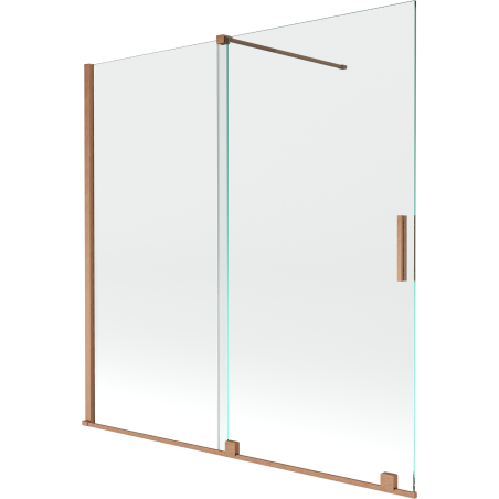 Mexen Velar dviejų dalių slankiojančios 160 x 150 cm vonios pertvaros, permatomos, šlifuotas varis - 896-160-000-01-65