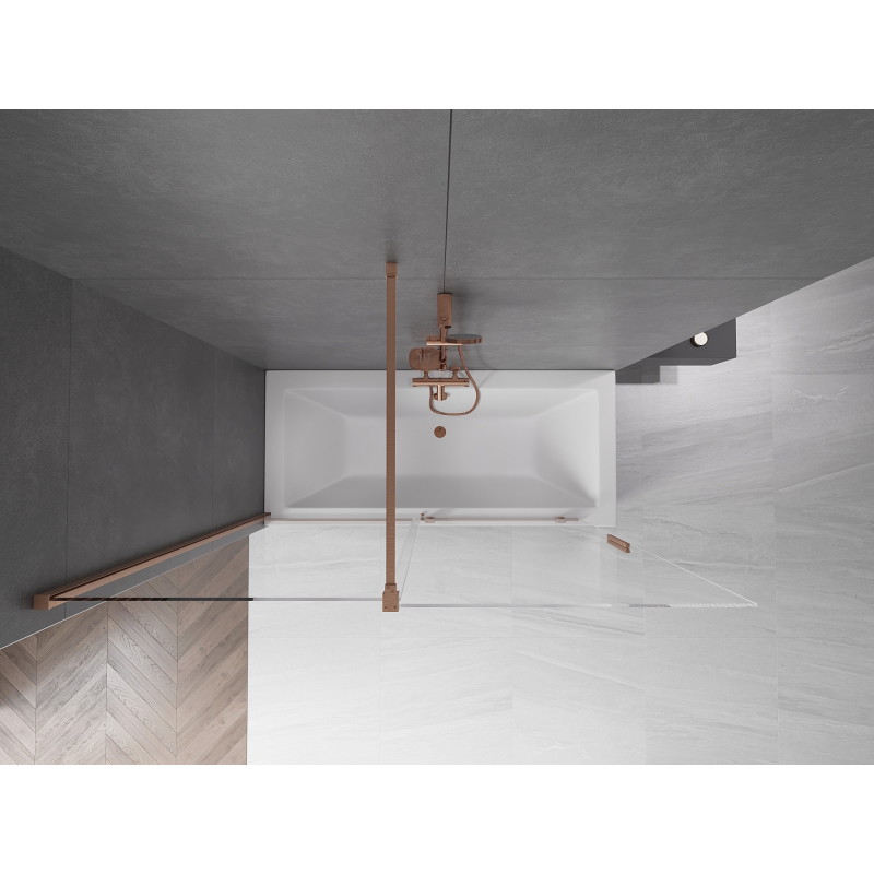 Mexen Velar dviaukštis vonios ekranas, stumdomas, 160 x 150 cm, permatomas, šlifuota varinė - 896-160-000-01-65