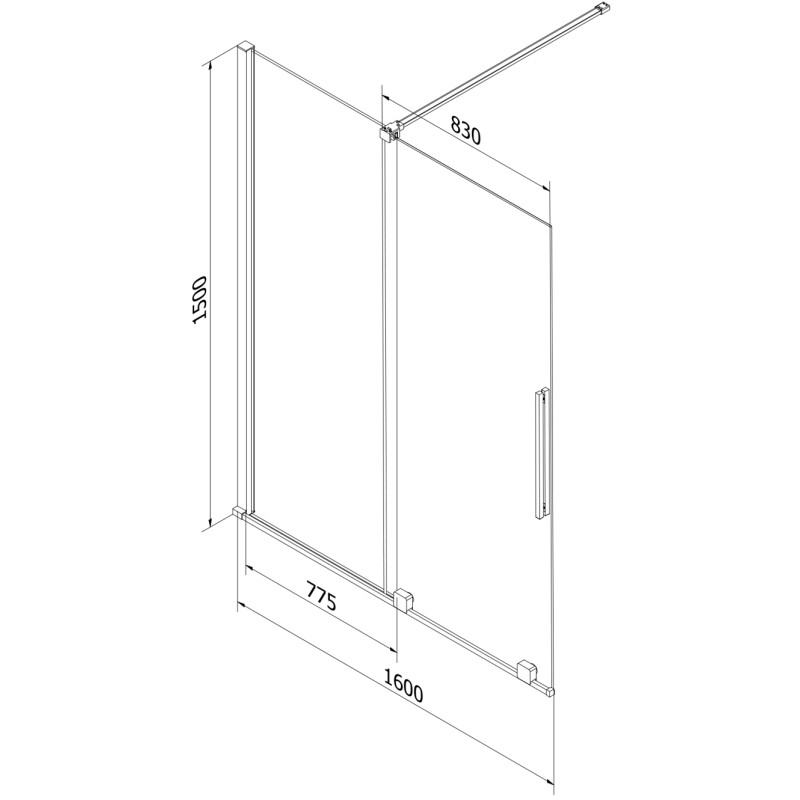 Mexen Velar dviejų dalių slankiojančios 160 x 150 cm vonios pertvaros, permatomos, šlifuotas varis - 896-160-000-01-65